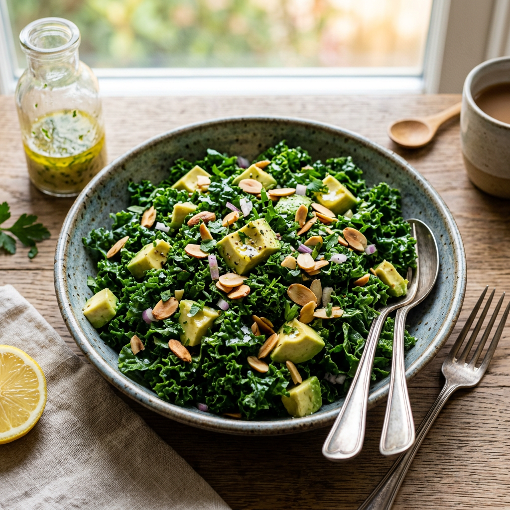 Ensalada de Kale con Aguacate y Almendras